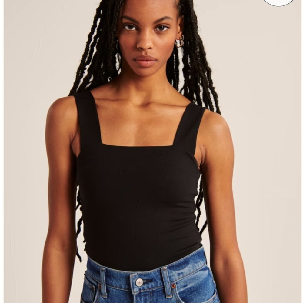 Abercrombie & Fitch black square neck bodysuit large